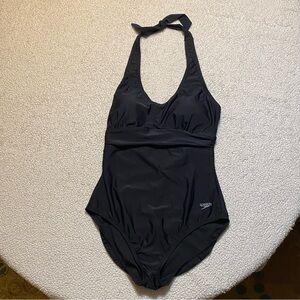 Speedo Women's Elegant Black Halter One-Piece Swimsuit